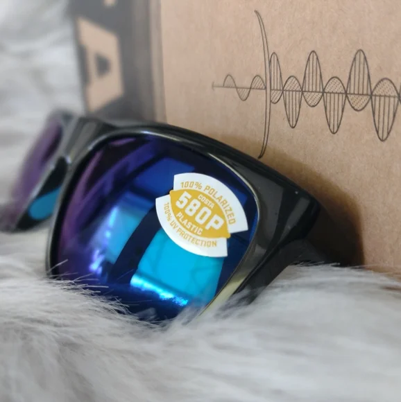 Costa Black Cheeca 580 Blue Mirror Plastic Lens Sunglasses